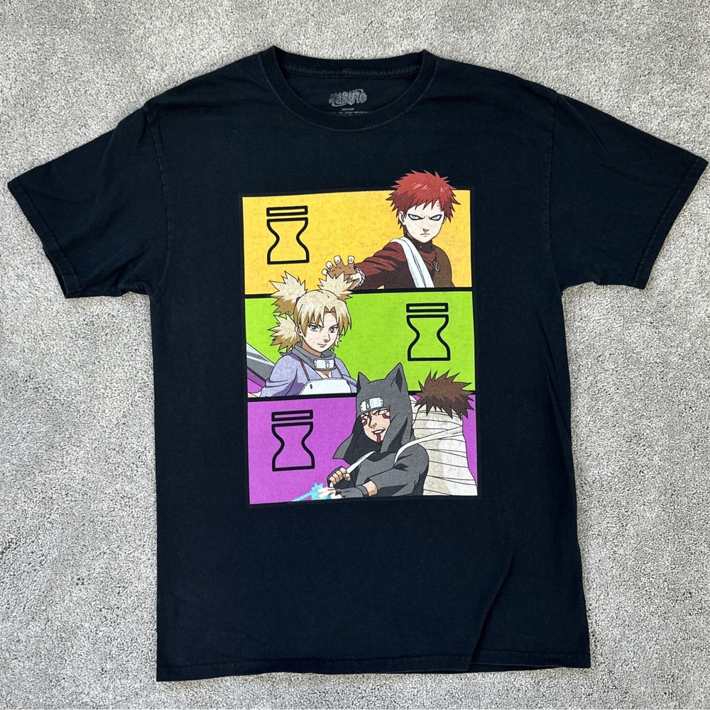 Naruto Sand Siblings Gaara Temari Kankuro Official Tee Black Medium VIZ Media